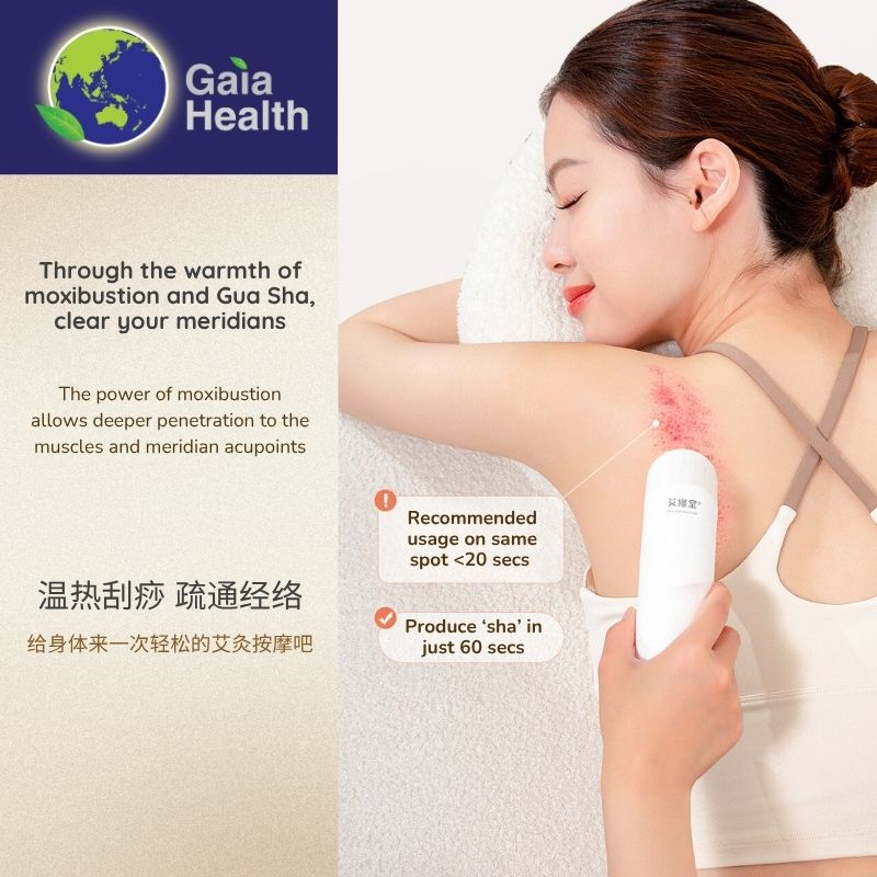 Image demonstrating the Gua Sha scraping technique on a stiff shoulder and back, using the smooth edge of the Bian Stone head. This action releases tension and improves local circulation, offering immediate relief from neck pain caused by body congestion.