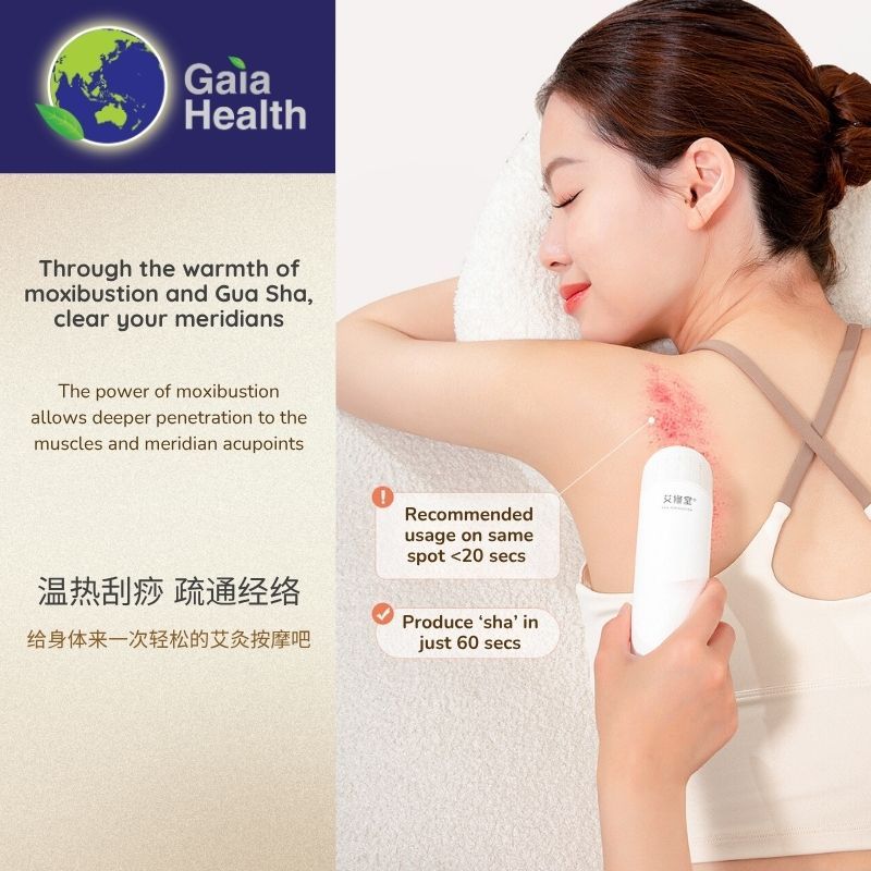 Image demonstrating the Gua Sha scraping technique on a stiff shoulder and back, using the smooth edge of the Bian Stone head. This action releases tension and improves local circulation, offering immediate relief from neck pain caused by body congestion.