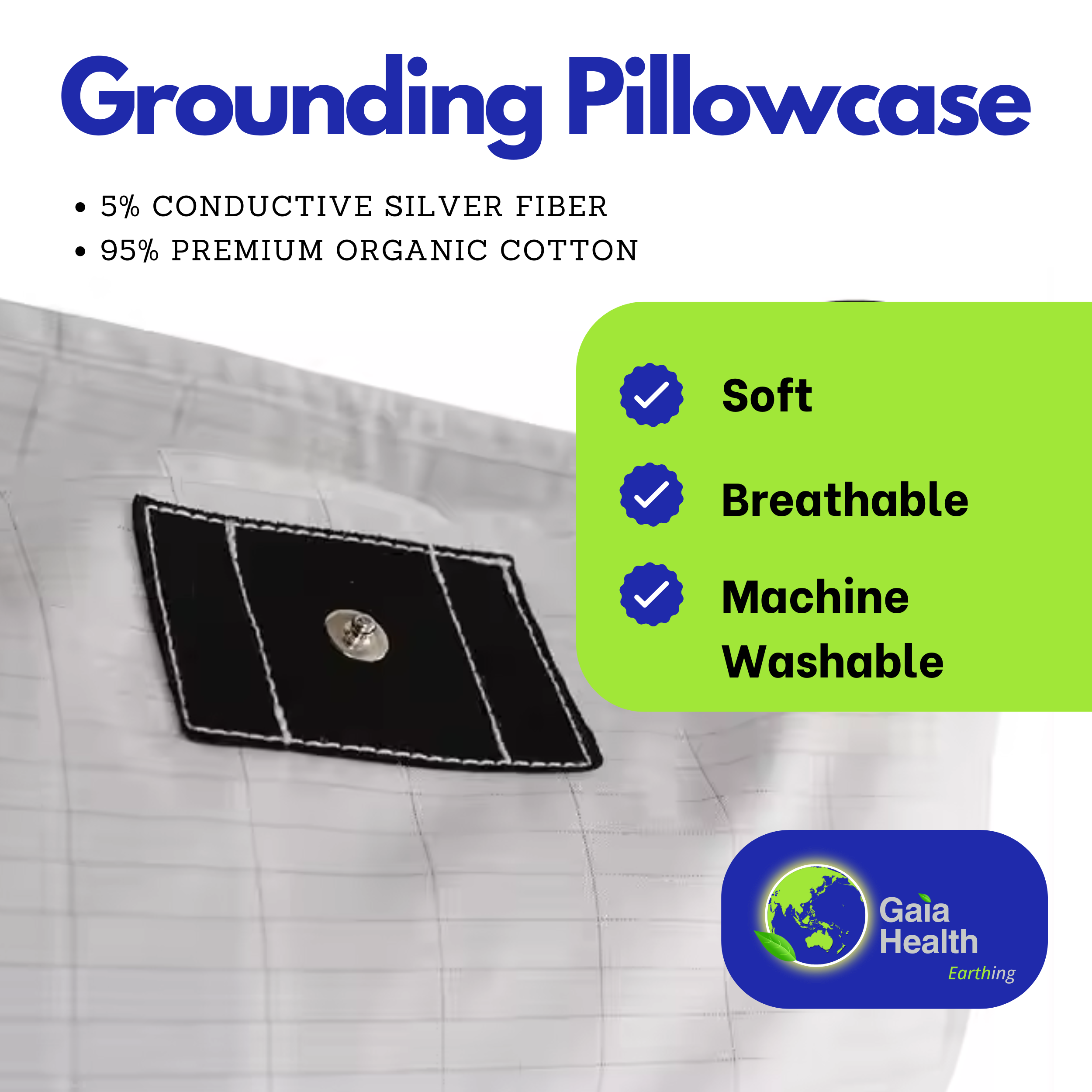 Gaia Earthing Pillowcase for Deep Sleep & Naturally Reduces Inflammation, Anxiety & EMF Exposure