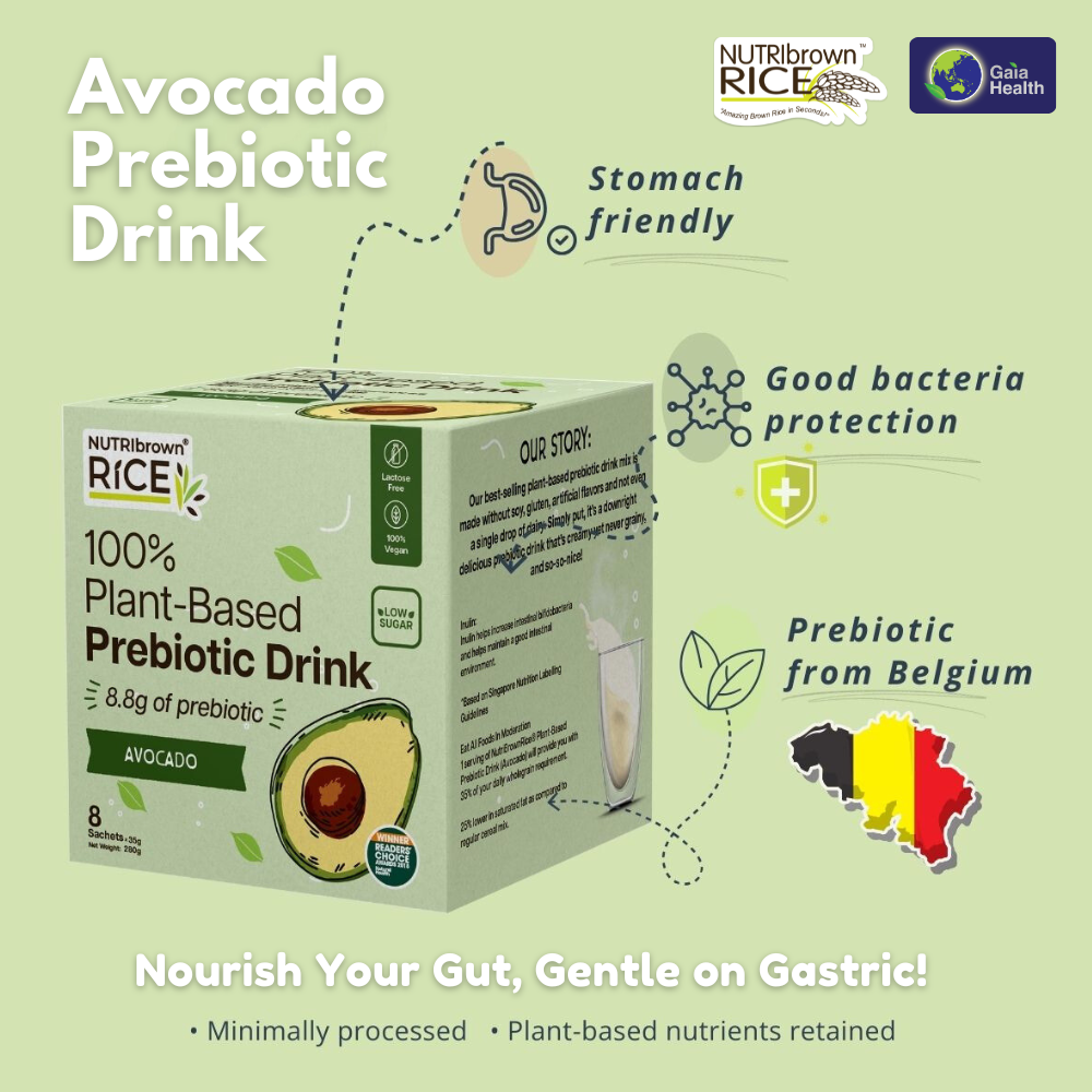 NutriBrownRice® Avocado Prebiotic Drink: Gut Health, Brain Boost, Immune Support