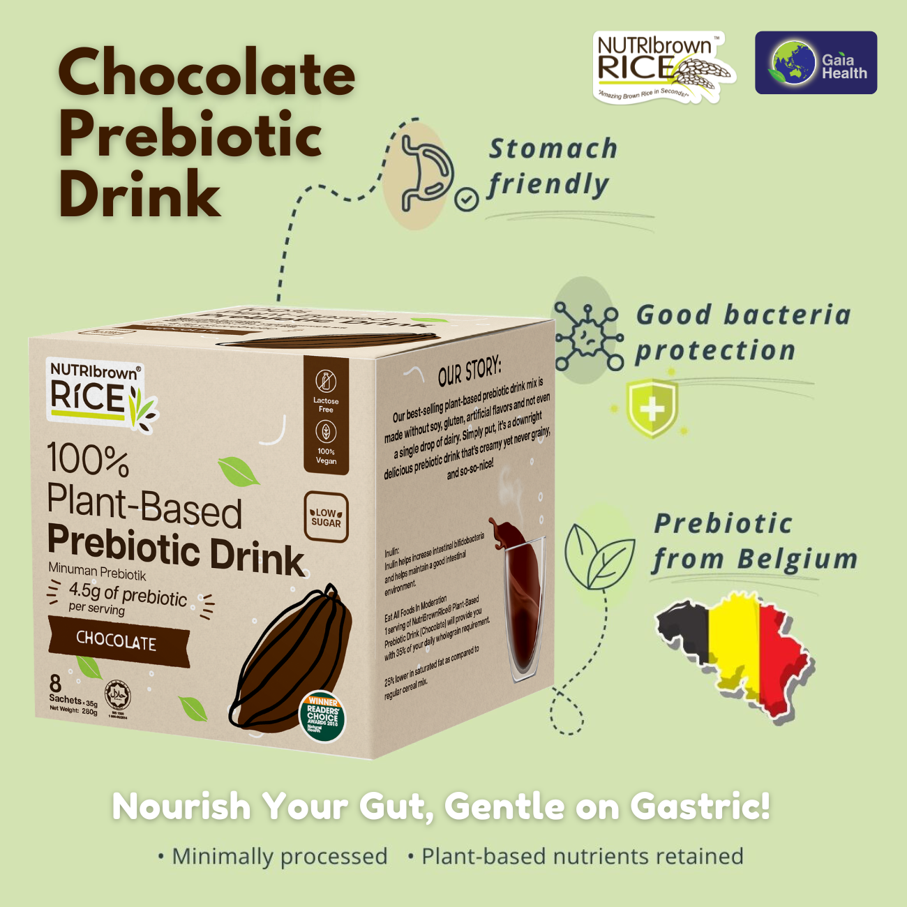 NutriBrownRice® Chocolate with Prebiotic – Low Sugar, High Fiber & Gut-Friendly