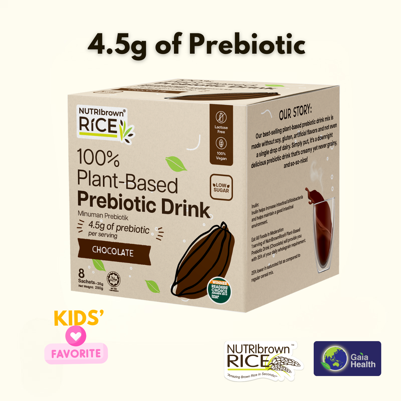 NutriBrownRice® Chocolate with Prebiotic – Low Sugar, High Fiber & Gut-Friendly