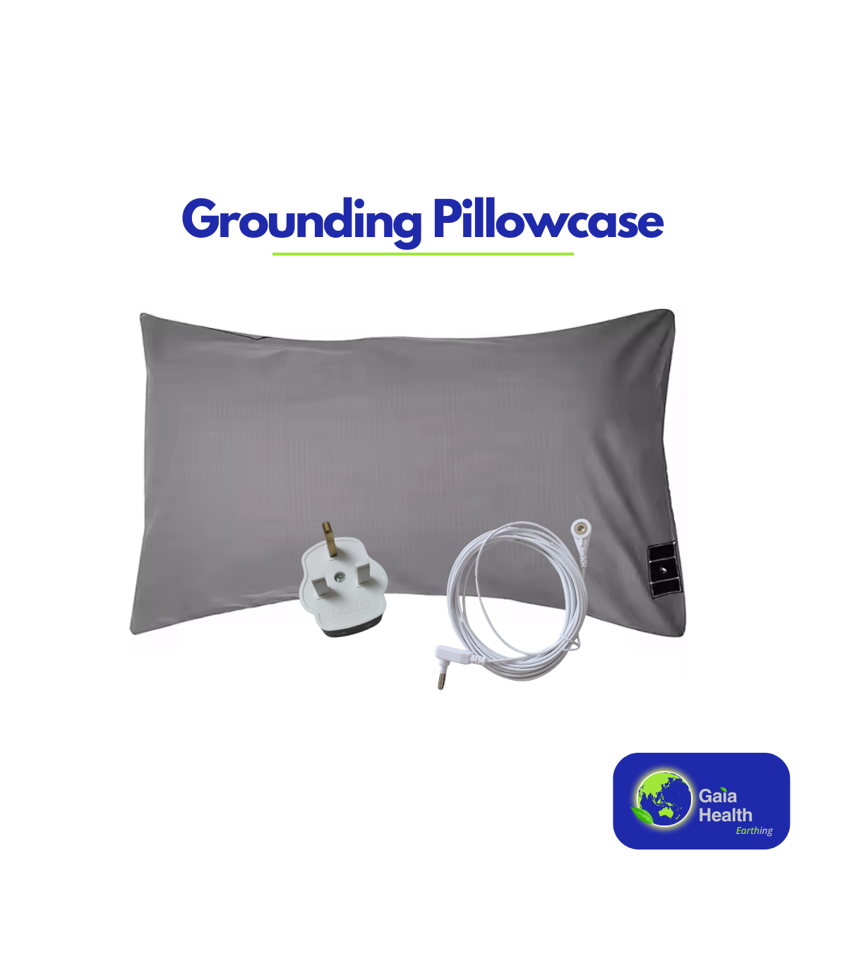 Earthing Pillowcase with EMF Protection – Soft Cotton & Silver Fiber | Improves Sleep – Includes SG Safety Plug Adapter