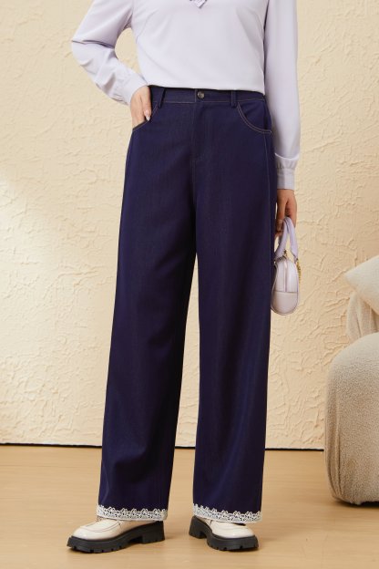 High Waist Straight Lace Jeans EDK5680