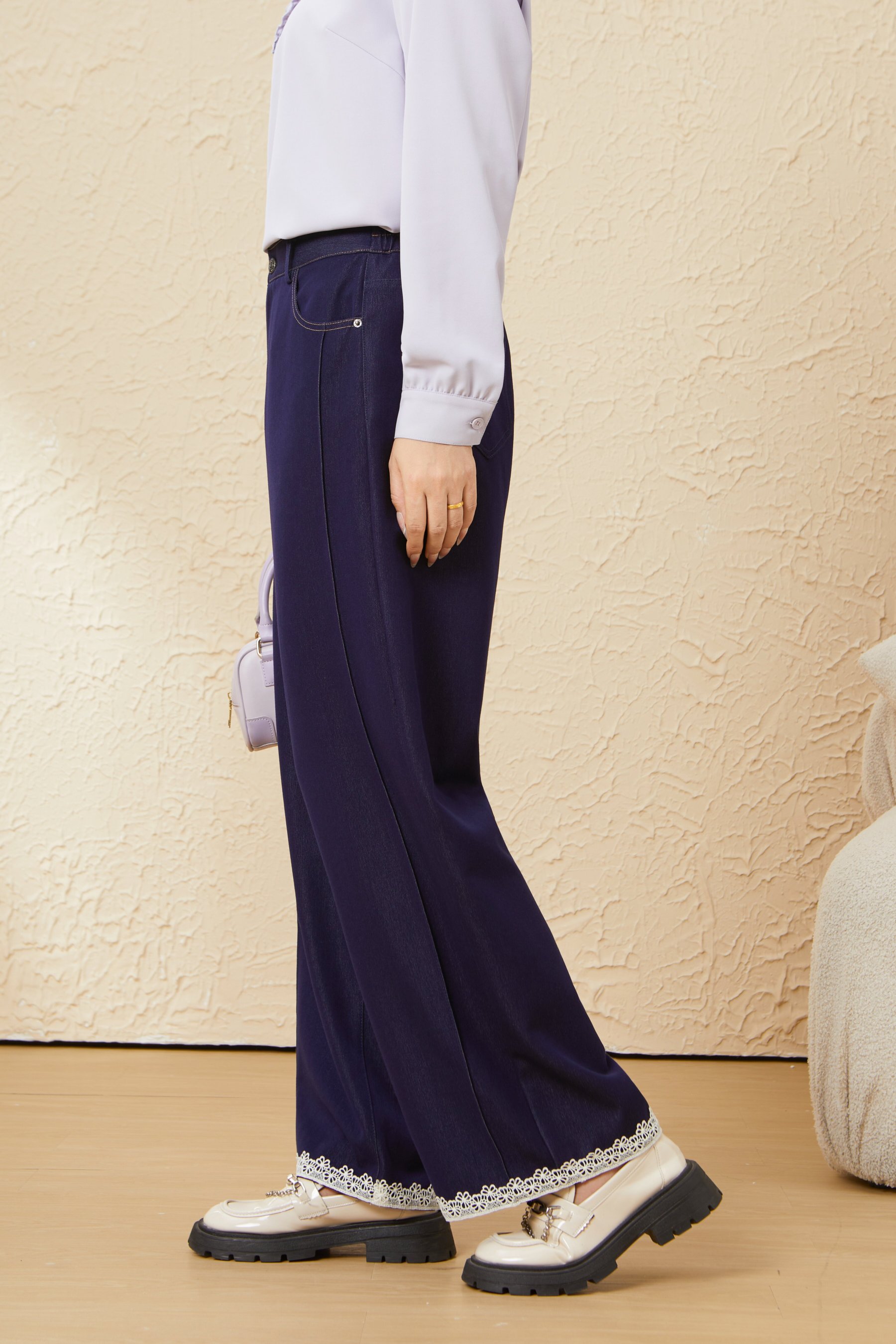 High Waist Straight Lace Jeans EDK5680