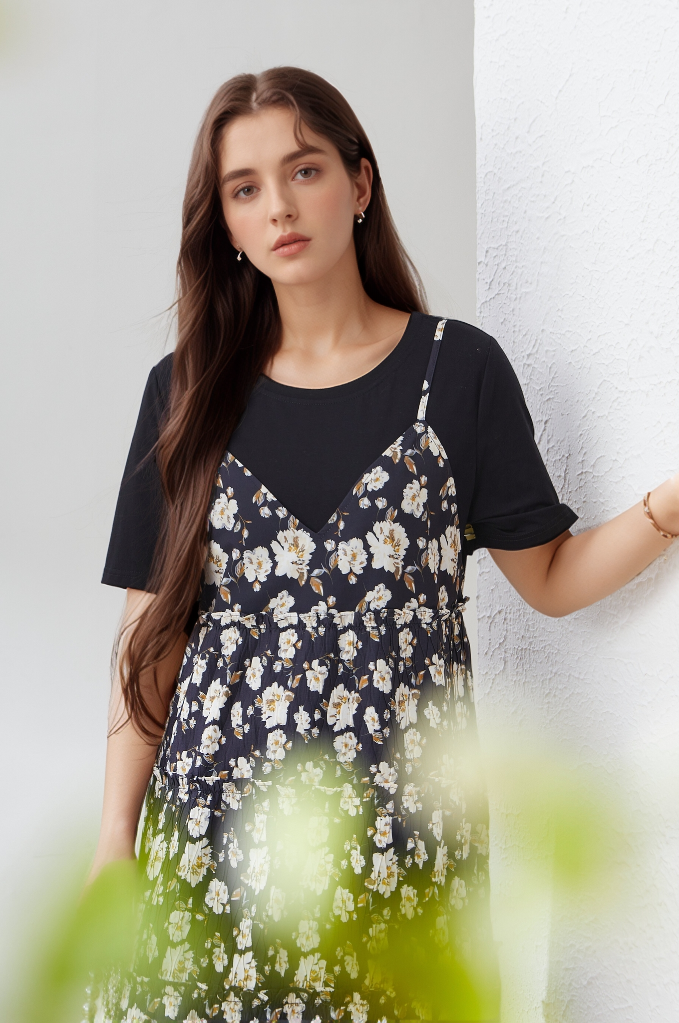 Fake Two-Piece Floral Dress DXQ0191