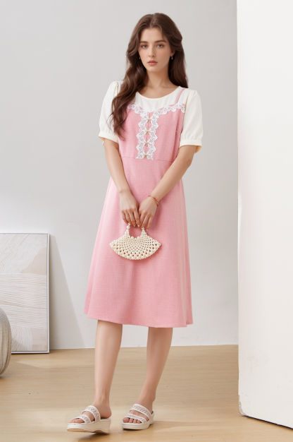 Fake Two-Piece Floral Dress DXQ0759