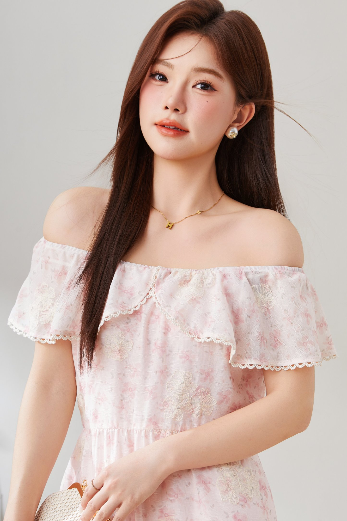 Doll Collar Slimming Floral Dress EXQ5350