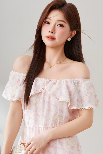 Doll Collar Slimming Floral Dress EXQ5350