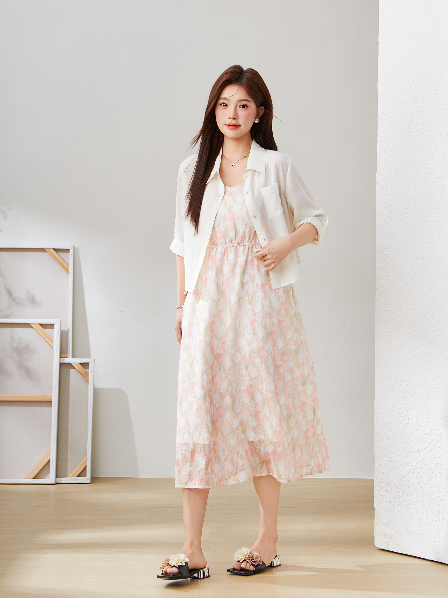 Oil Painting Floral Dress Dxq1687