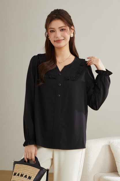 Ruffled Edge Patchwork Blouse ECA2521