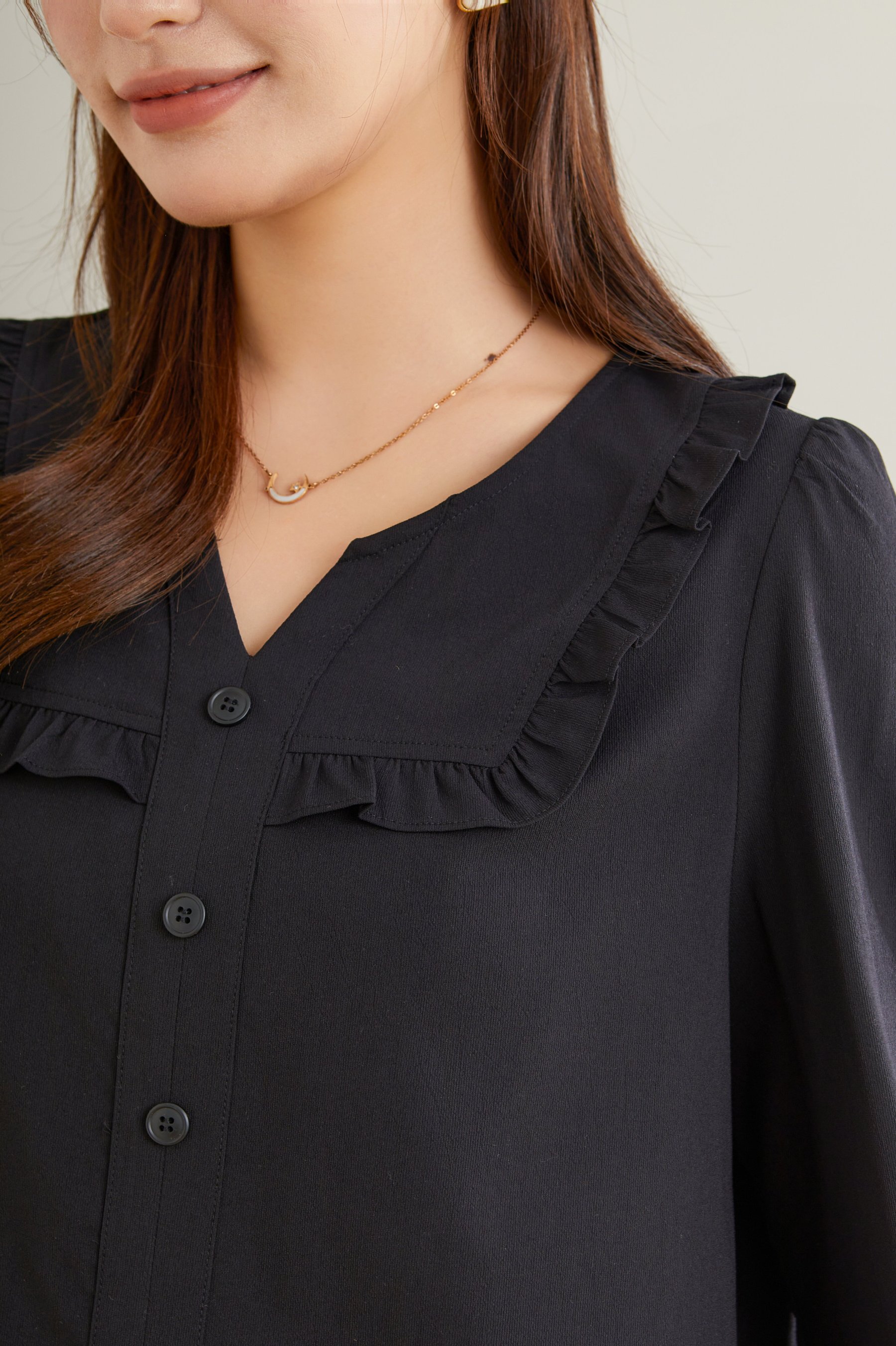 Ruffled Edge Patchwork Blouse ECA2521