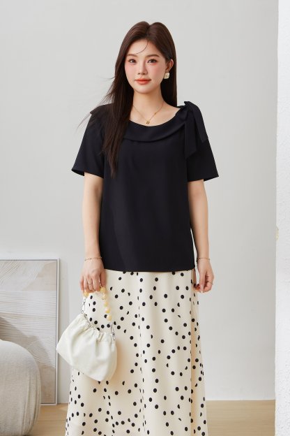 SEA French Asymmetric Bow Shirt Exa5092