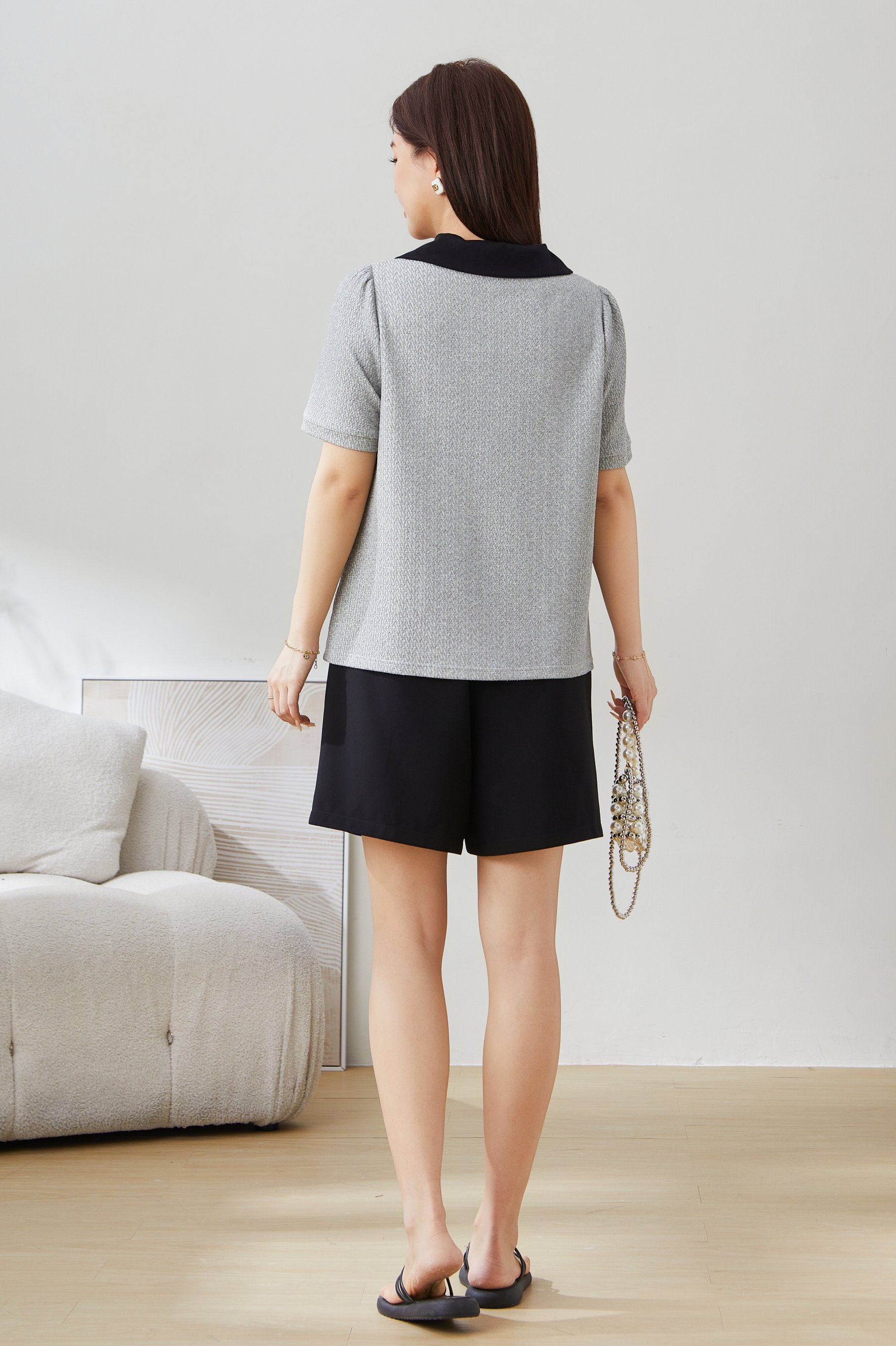 POLO Collar Textured Top EXZ5255