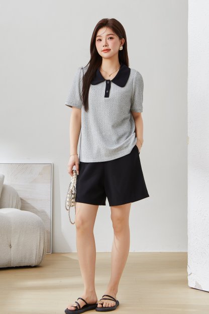 POLO Collar Textured Top EXZ5255