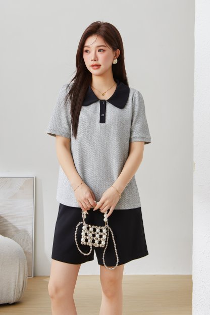 POLO Collar Textured Top EXZ5255