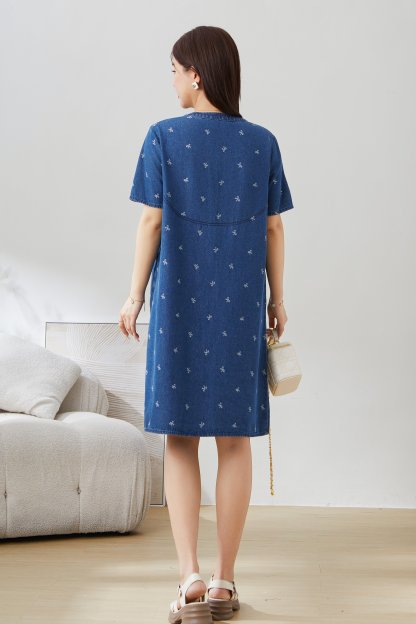 Casual Jacquard Denim Dress EXQ5196
