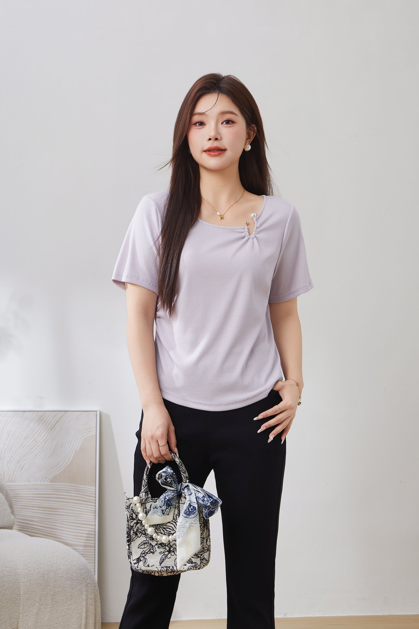SEA Pleated Waist Tencel Cotton Top EXZ5068