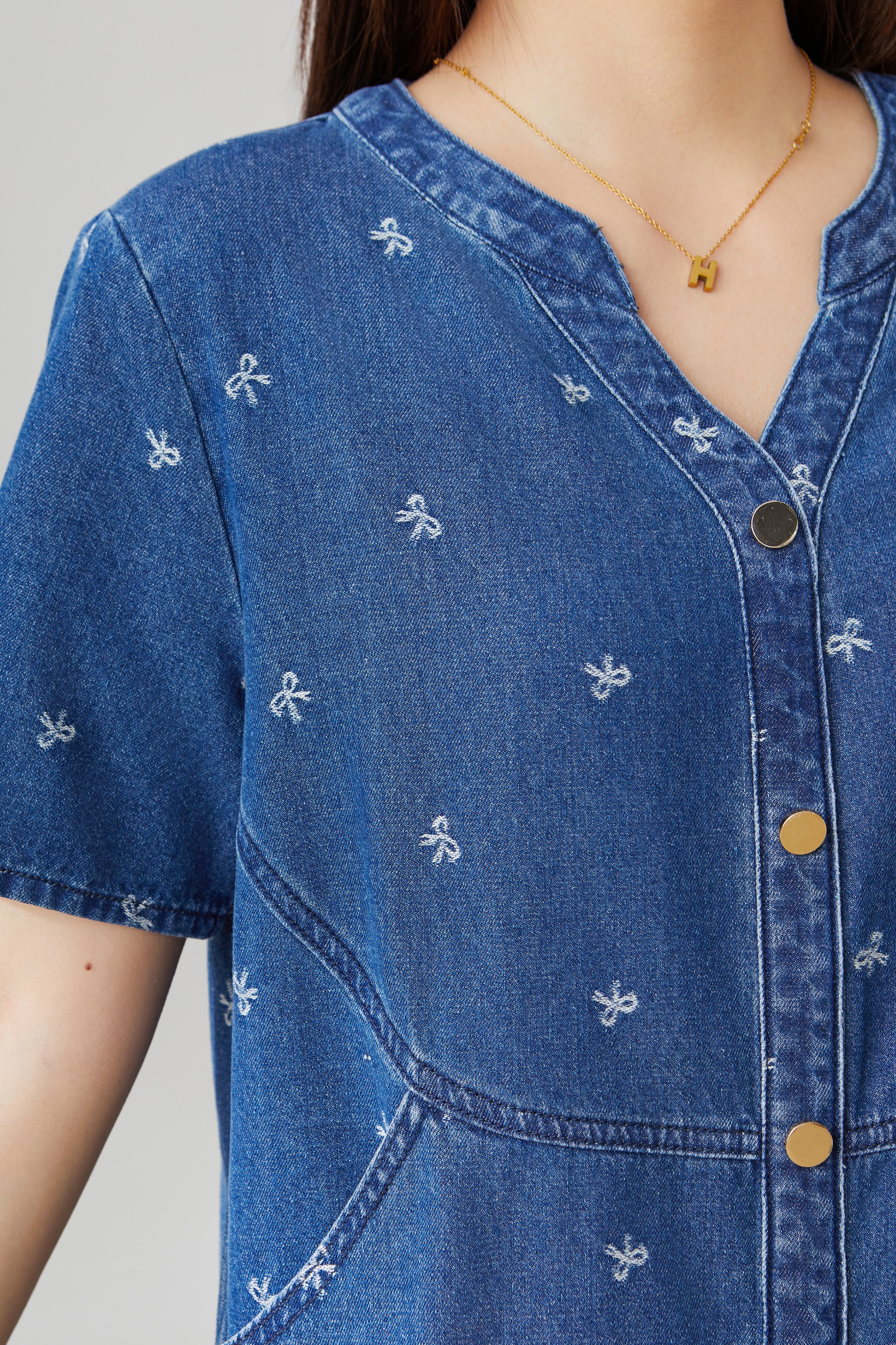 Casual Jacquard Denim Dress EXQ5196