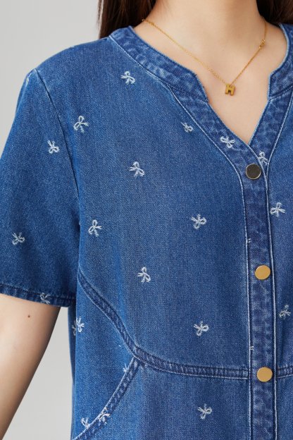 Casual Jacquard Denim Dress EXQ5196