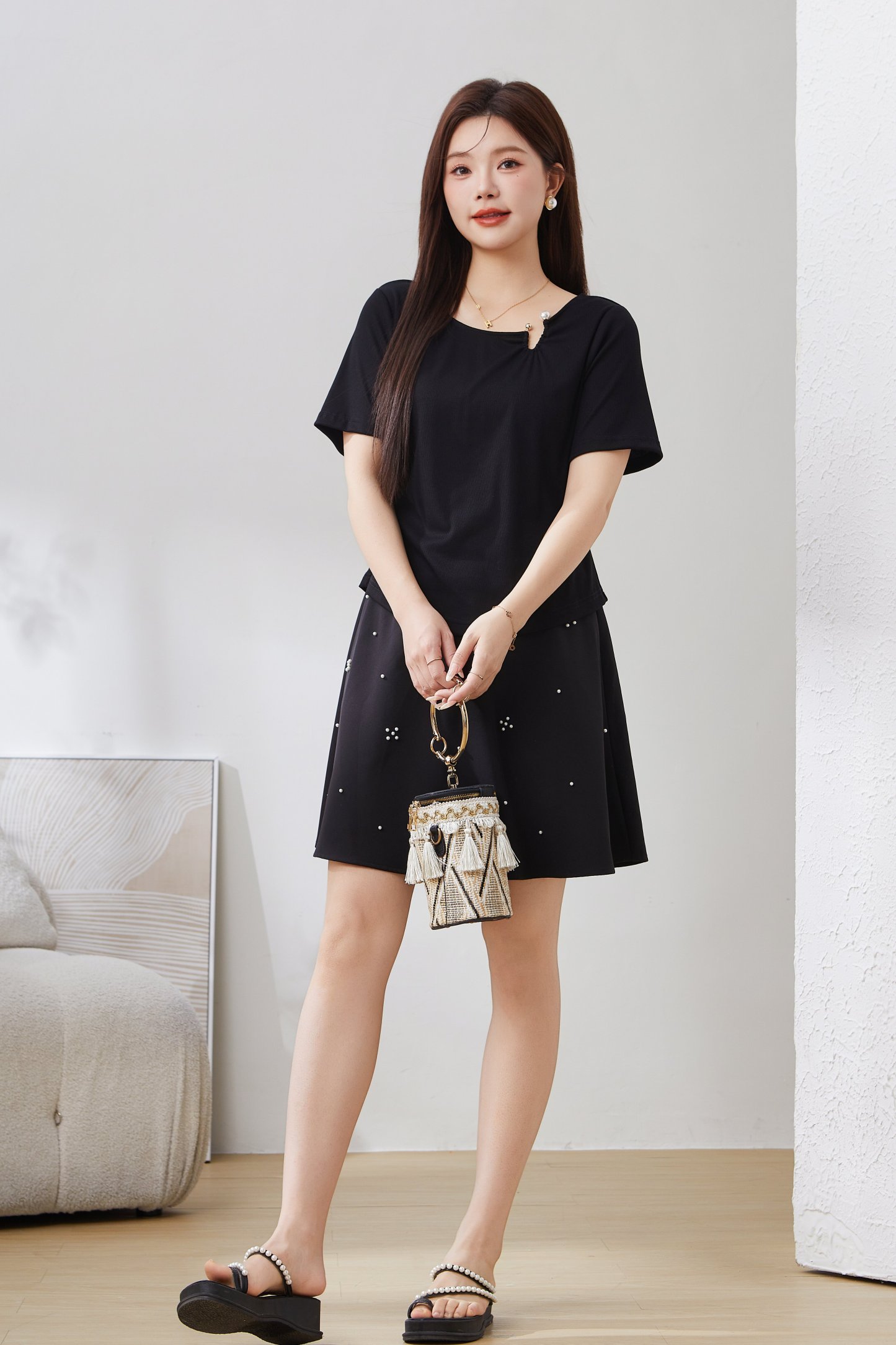 SEA Pleated Waist Tencel Cotton Top EXZ5068