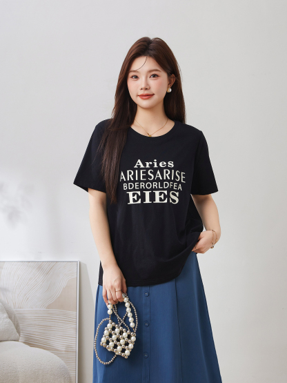 Loose Casual Versatile Printed Letter T-Shirt EXZ5123