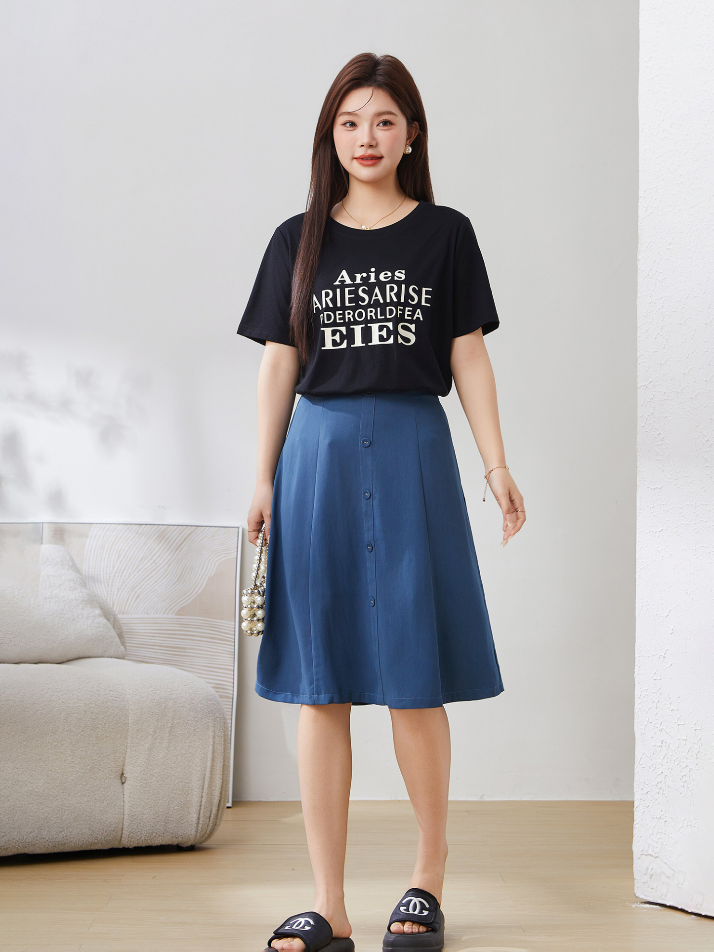 Loose Casual Versatile Printed Letter T-Shirt EXZ5123