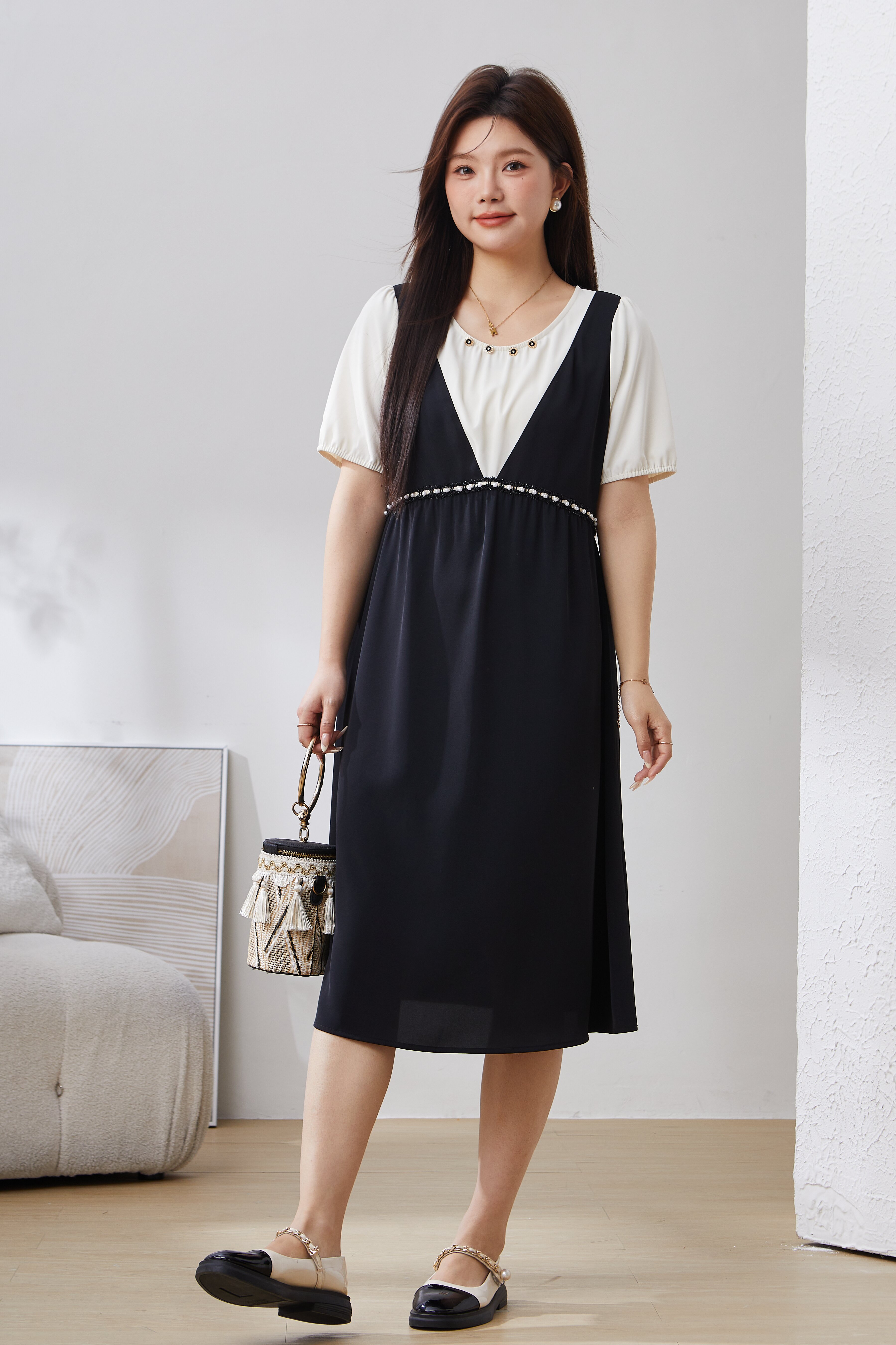 Loose Color Block Patchwork Dress EXQ3060