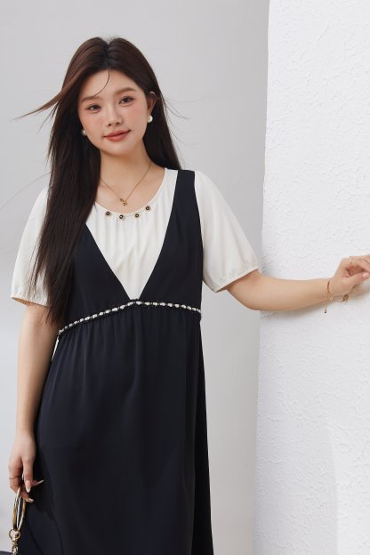 Loose Color Block Patchwork Dress EXQ3060