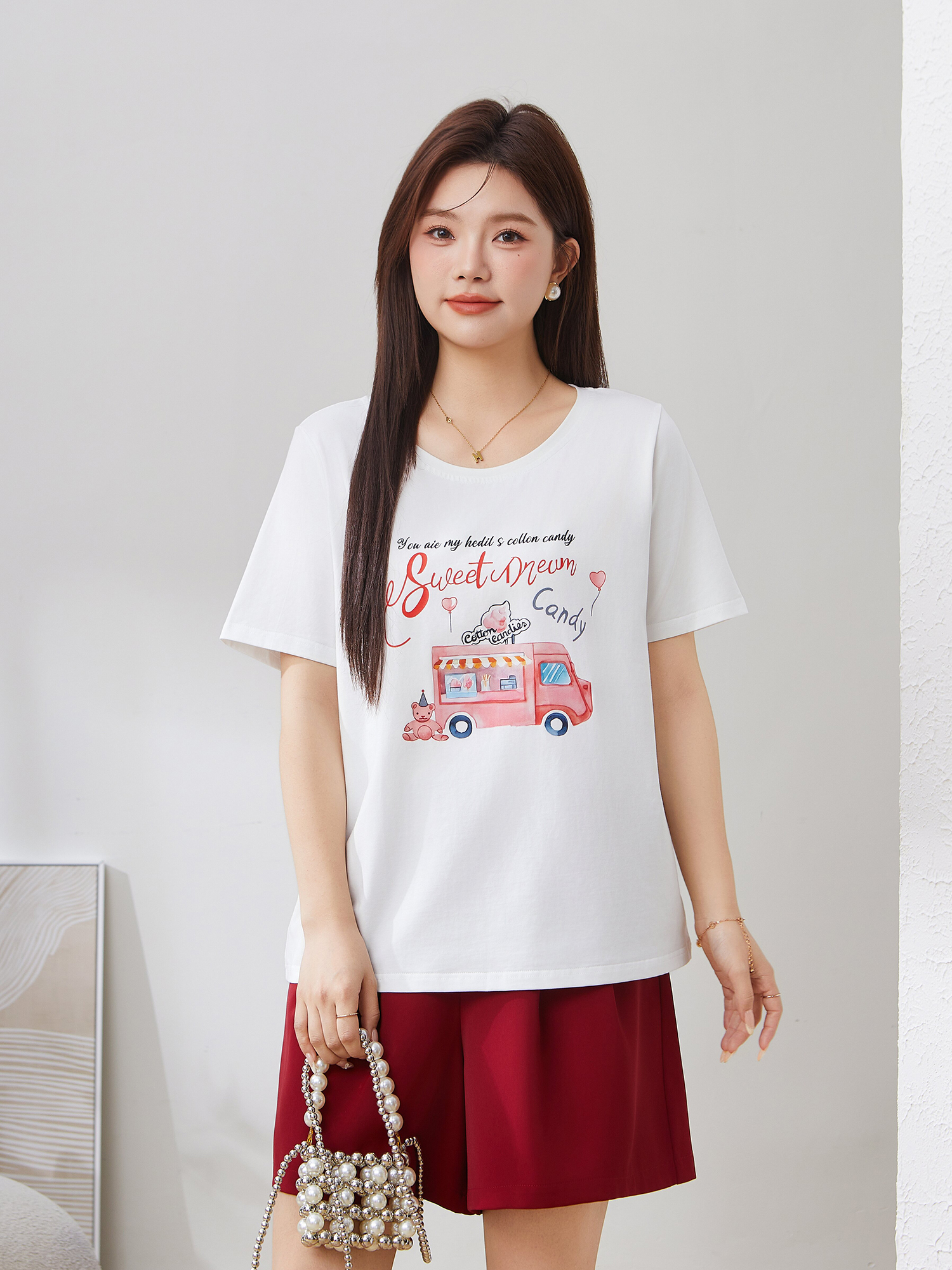 Cartoon Style Versatile Skin-friendly Knitted T-shirt DXZ1330