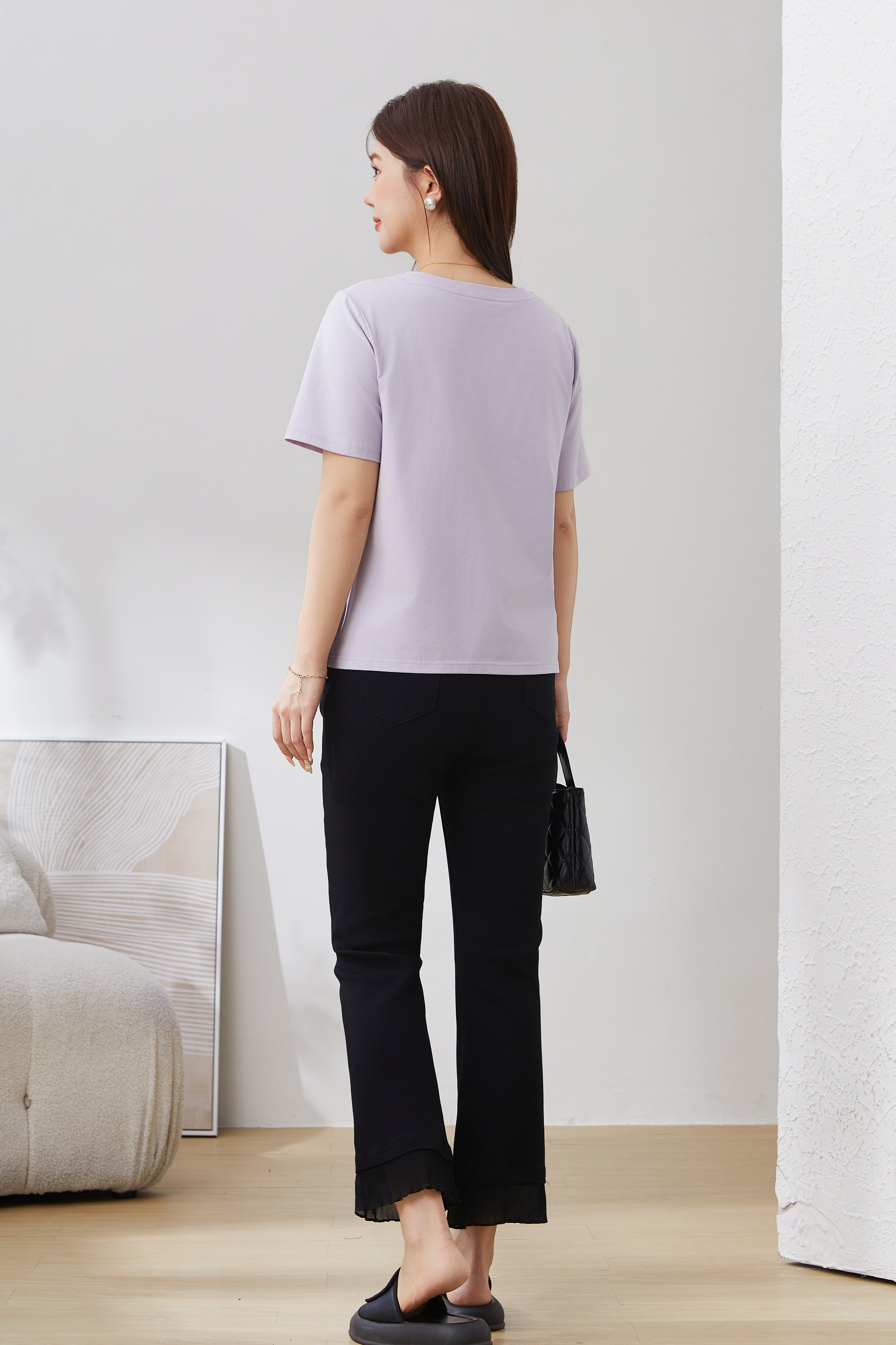 SEA Irregular Waist-Cinching Tummy-Hiding Slit Top EXZ5127