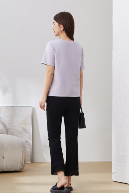 SEA Irregular Waist-Cinching Tummy-Hiding Slit Top EXZ5127