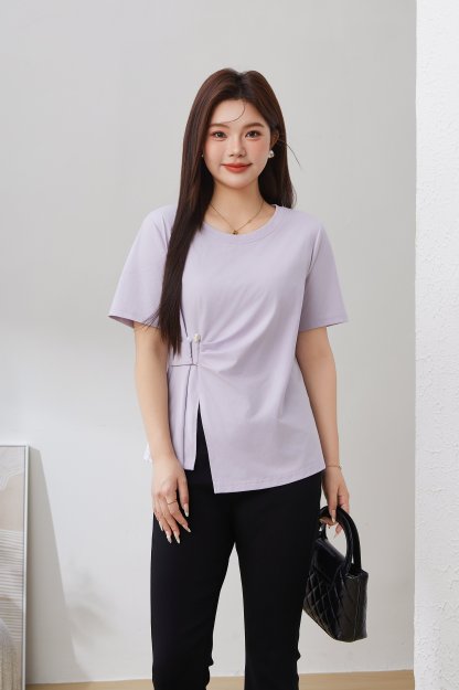 SEA Irregular Waist-Cinching Tummy-Hiding Slit Top EXZ5127