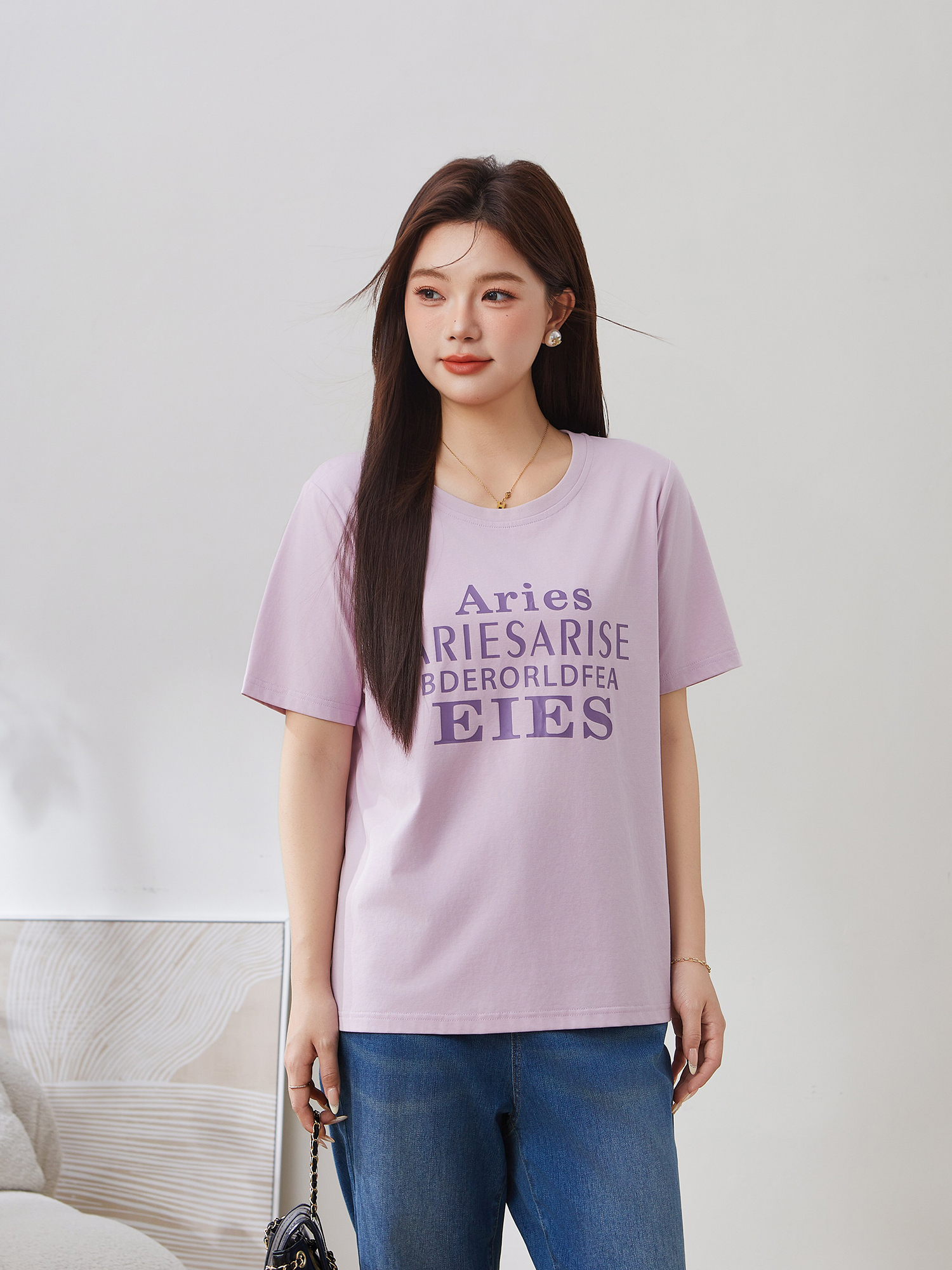 Loose Casual Versatile Printed Letter T-Shirt EXZ5123
