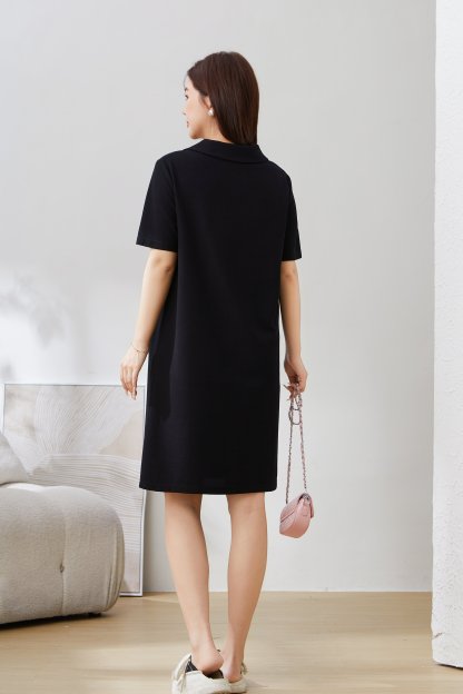 SEA 3D Printed Polo Collar Knit Dress EXQ5152