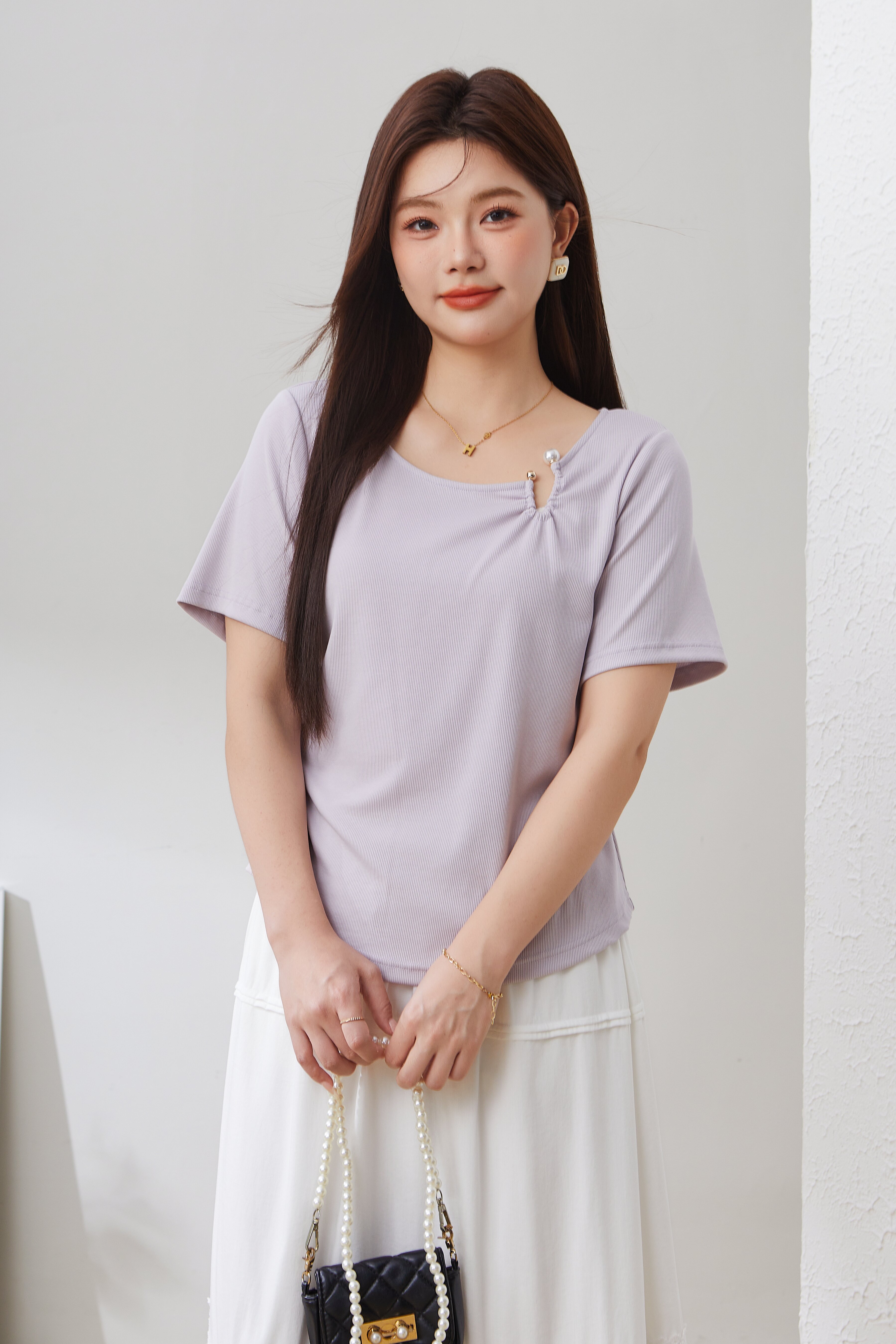 SEA Pleated Waist Tencel Cotton Top EXZ5068