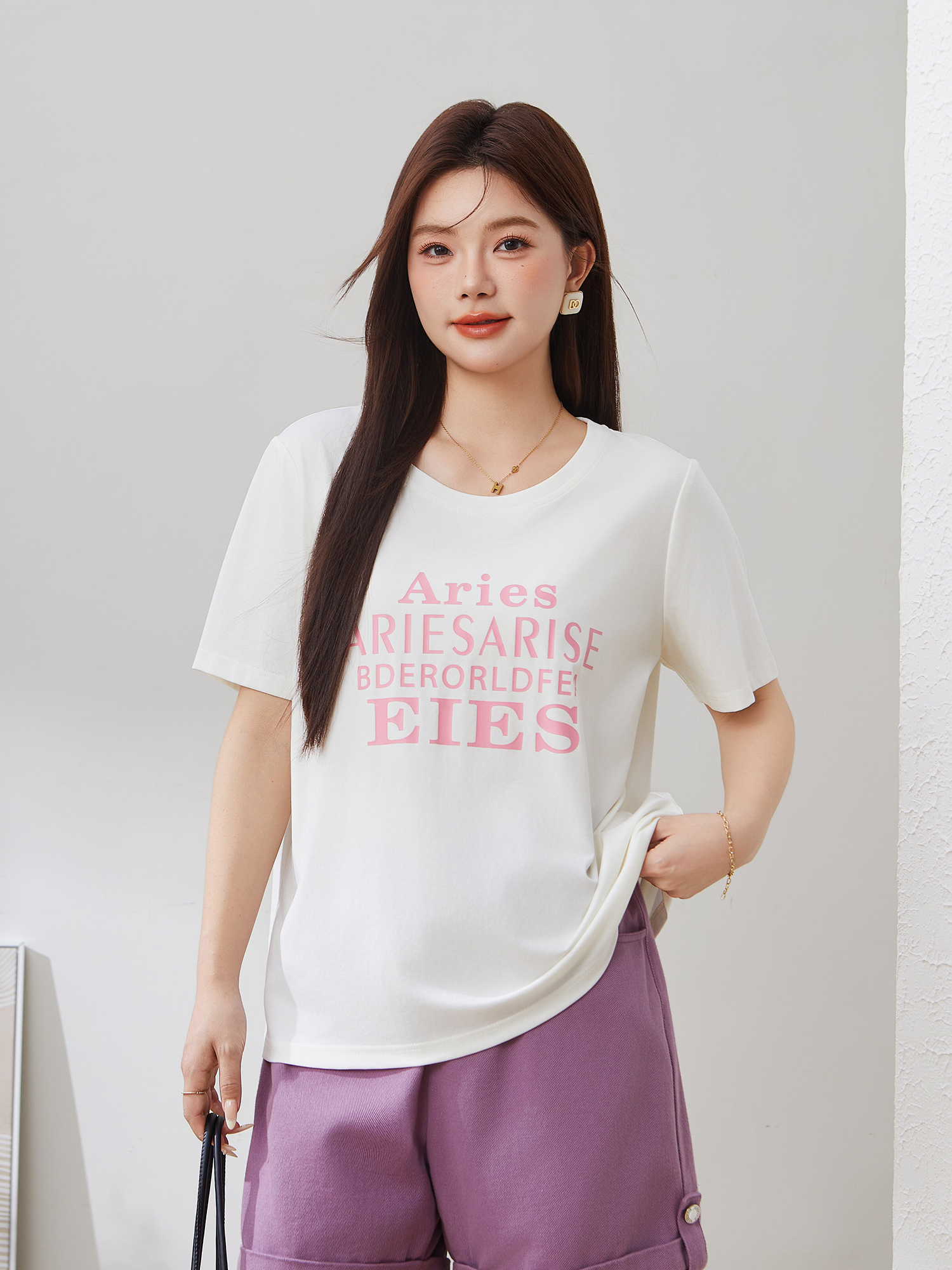 Loose Casual Versatile Printed Letter T-Shirt EXZ5123