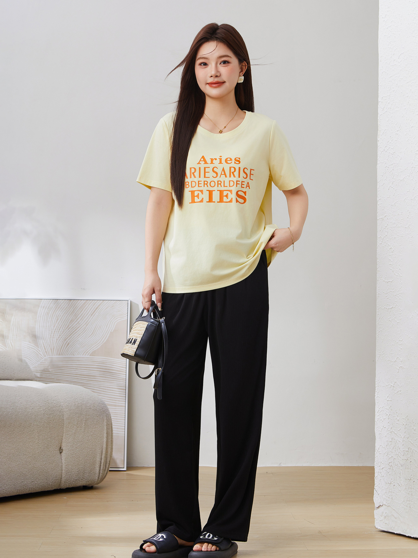 Loose Casual Versatile Printed Letter T-Shirt EXZ5123