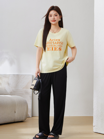 Loose Casual Versatile Printed Letter T-Shirt EXZ5123