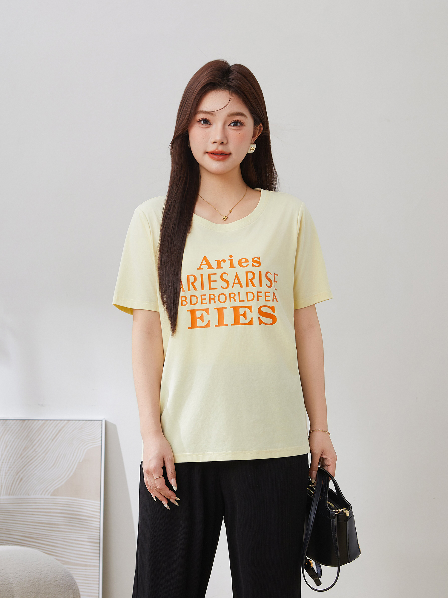 Loose Casual Versatile Printed Letter T-Shirt EXZ5123