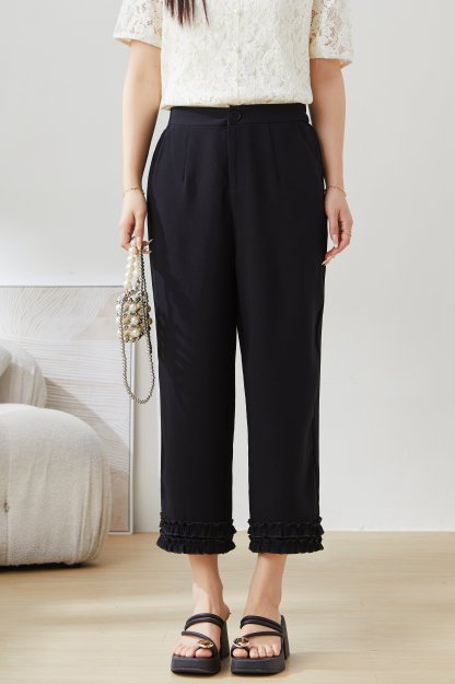 Lace Patchwork Ruffled Wide-Leg Pants EXK5096