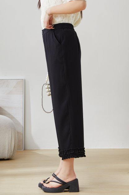 Lace Patchwork Ruffled Wide-Leg Pants EXK5096