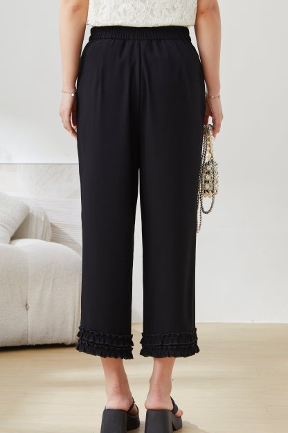 Lace Patchwork Ruffled Wide-Leg Pants EXK5096