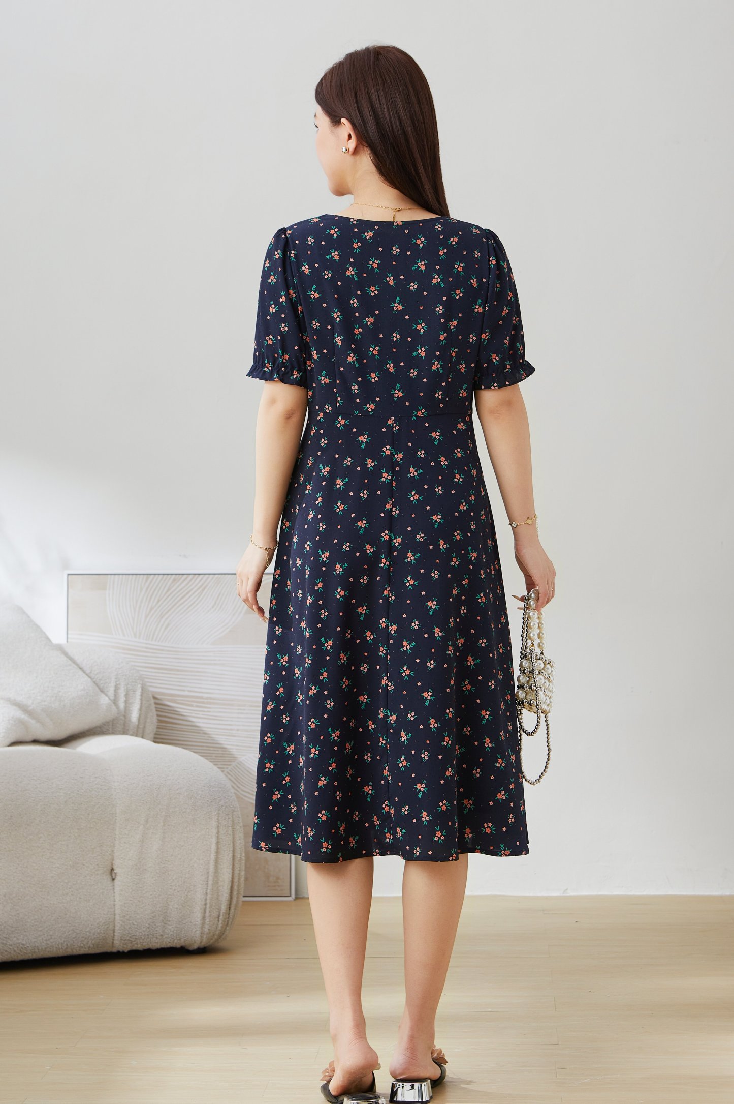 Square Neck Floral Sweet Dress EXQ5190