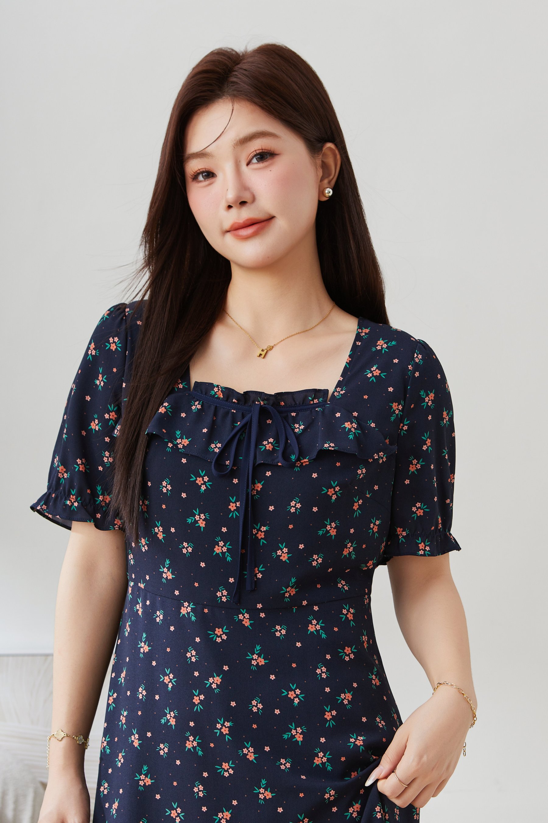 Square Neck Floral Sweet Dress EXQ5190