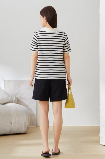 Waffle Stripe Patchwork Color Block T-Shirt EXZ5110