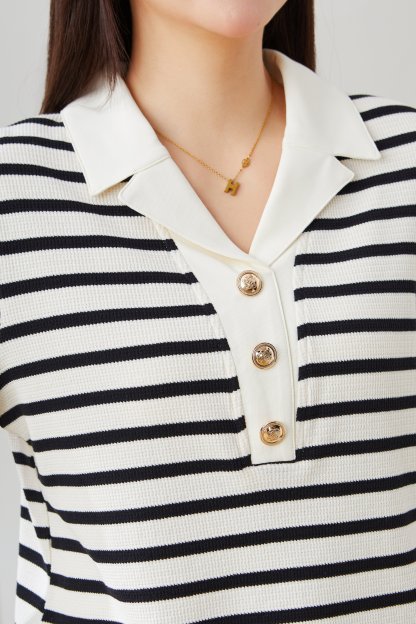 Waffle Stripe Patchwork Color Block T-Shirt EXZ5110