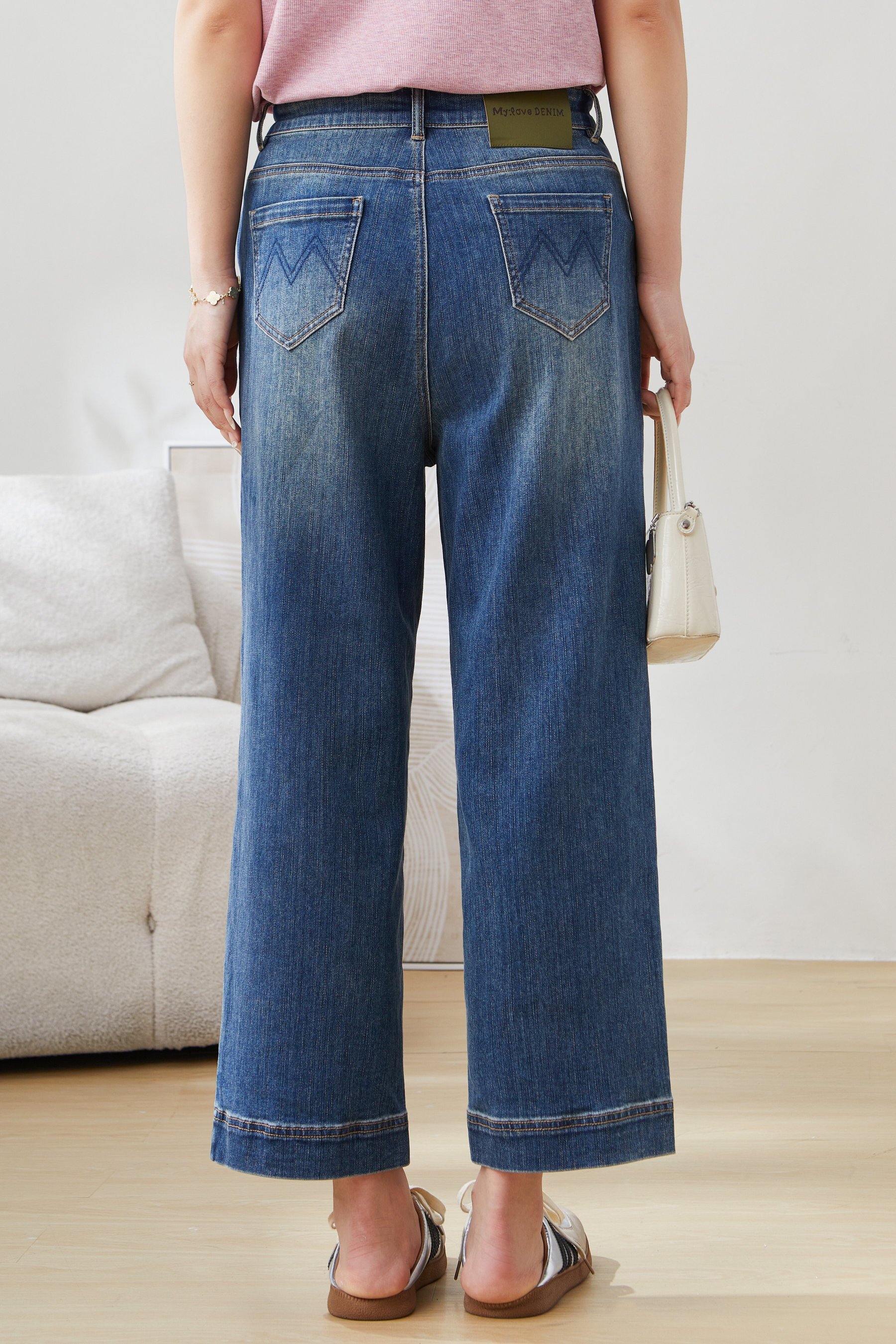 Nine-point Straight-leg Retro Wide-leg Pants EXK5223