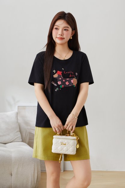 Puppy Print Design Sense Niche T-Shirt EXZ5153