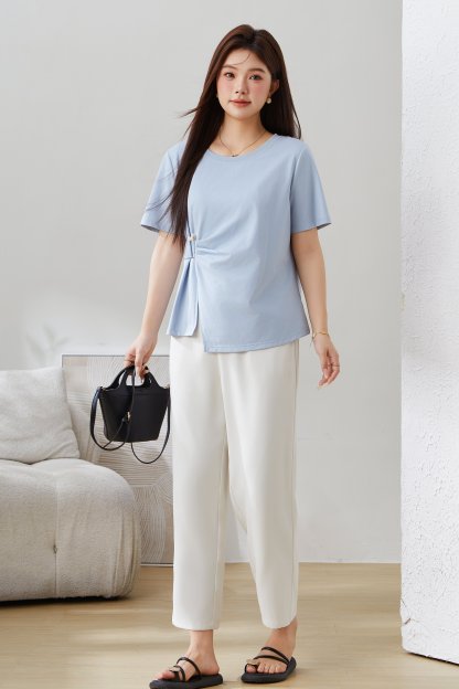 SEA Irregular Waist-Cinching Tummy-Hiding Slit Top EXZ5127